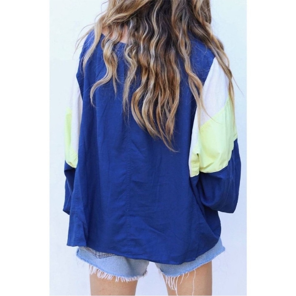 Free People Beating Hearts Pullover Windbreaker Top Navy combo XS - Picture 3 of 16